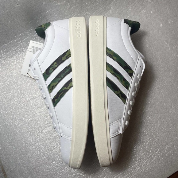 NIB adidas Grand Court 2.0 Men's 11.5 White Green Camo Casual Shoes GW7170 - Picture 7 of 9